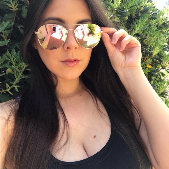 Rose Gold REVO Mirrored Aviator Sunglasses - Picture 4 of 8